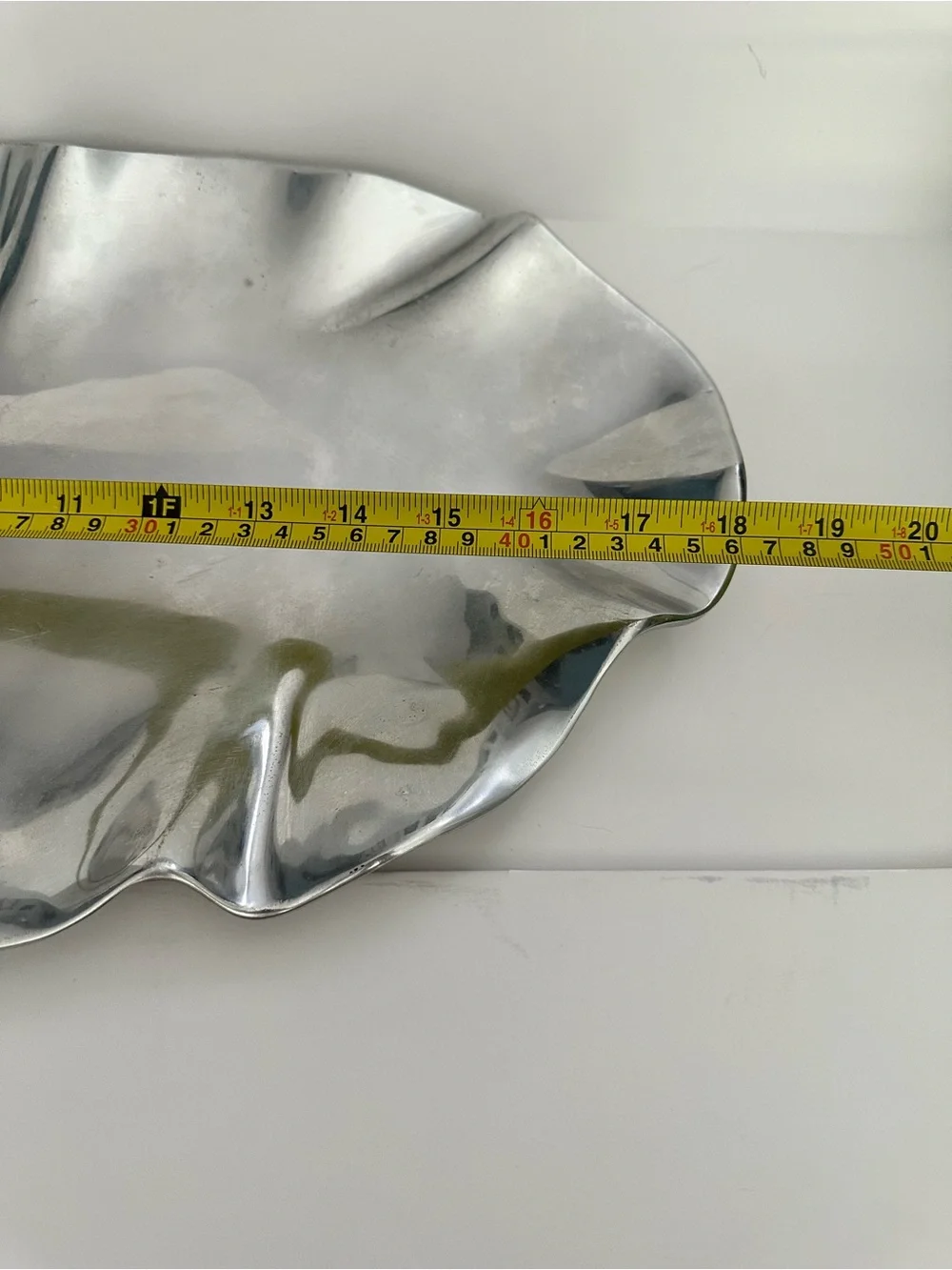 Vintage Holland Boone Polished Pewter Ruffled Serving Tray/Platter 18